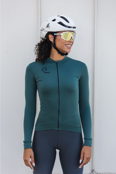 Bluza Kolarska Merino Ciemna Zieleń (damska)